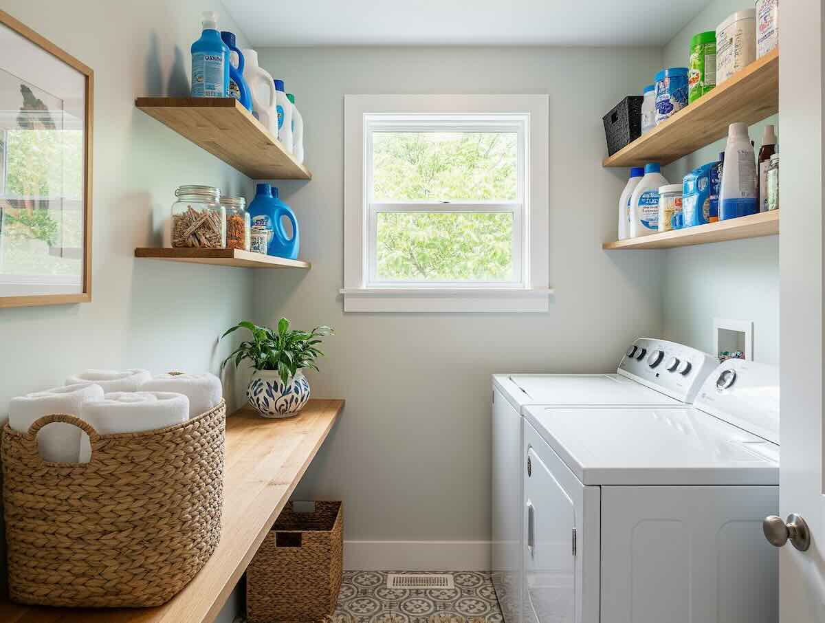 cleaning laundry room in a new house