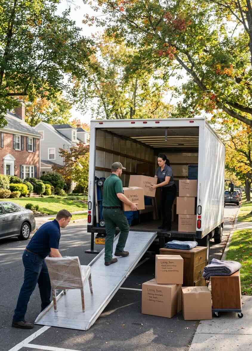 Coastal Moving Services coordinator reviewing a move plan with a customer